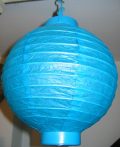 Lampion rizspapírból LED-el, 20 cm kék  