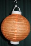 Lampion rizspapírból LED-el, 20 cm narancssárga  elemmel