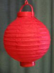 Lampion rizspapírból LED-el, 20 cm piros  elemmel