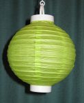 Lampion rizspapírból LED-el, 20 cm zöld  elemmel