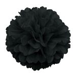 Pom-pom dekoráció, papír 34 cm fekete
