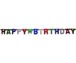 "Happy birthday"  papír girland 3 színben