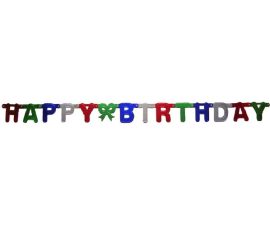 "Happy birthday"  papír girland 3 színben