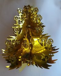 Karácsonyfa alakú, fényes,  felakasztható dekoráció