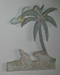 Nyulak a pálmafa alatt fali dekor 30 x 24 cm, pasztell