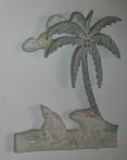 Nyulak a pálmafa alatt fali dekor 32 x 27 cm, pasztell
